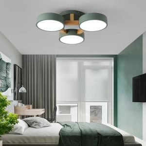 Plafonnier LED bois nordique vert